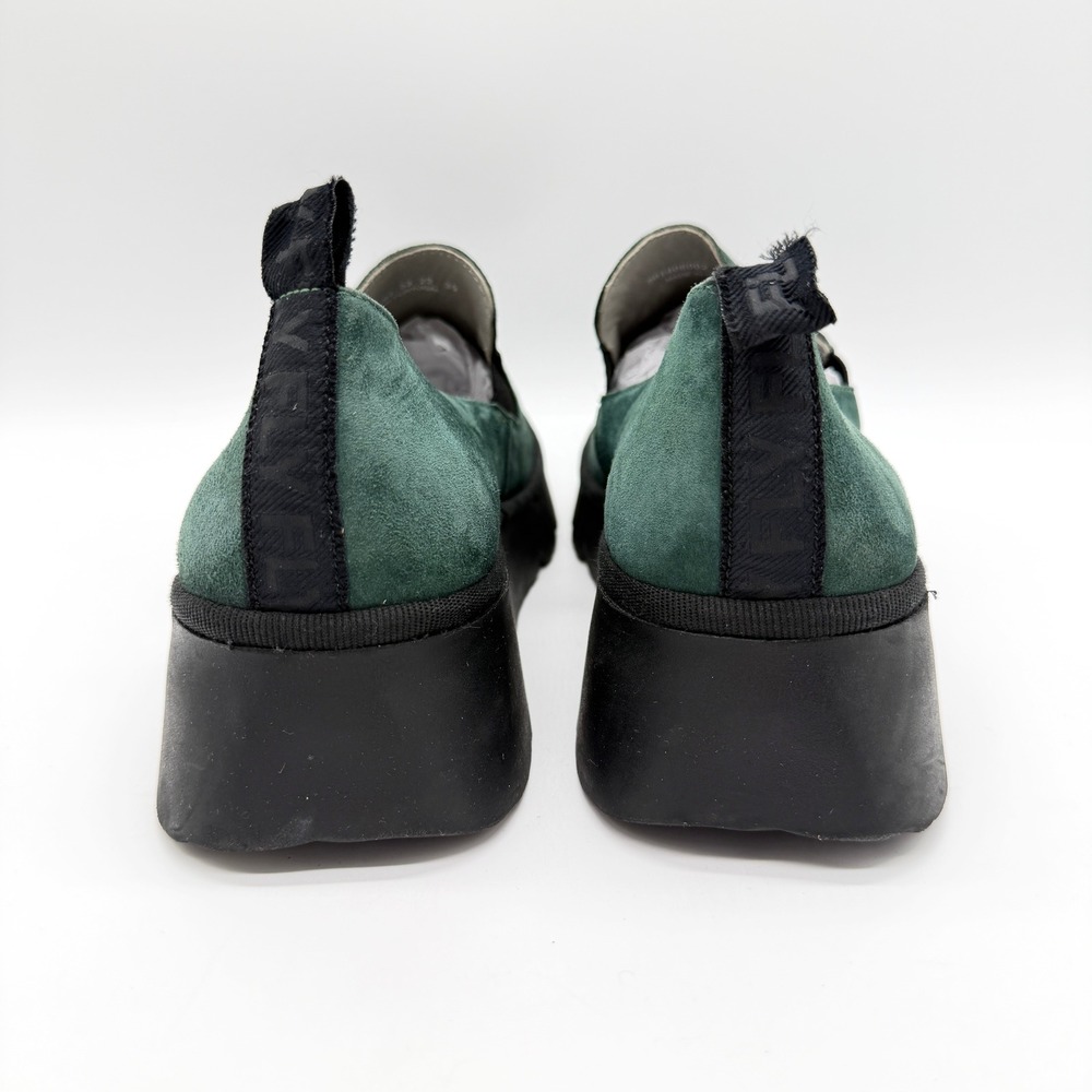 FLY LONDON Pece Wedge Slip On Shoes Women 38 Green Suede Platform Comfort Loafer - Picture 3 of 14